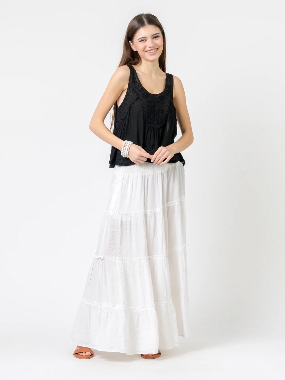 Rhea Petticoat Black Embroidered Crop Top ~ Made in India ~ OSFM ~ NWT